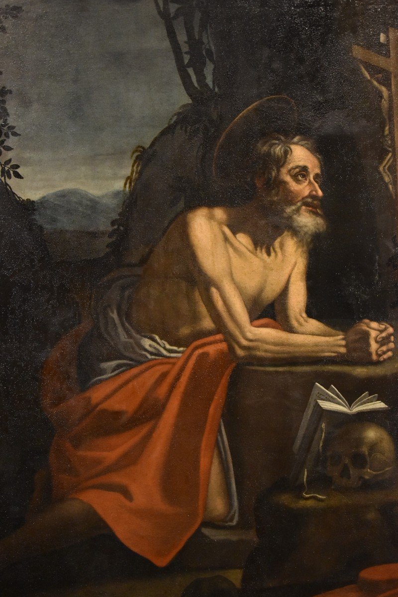 Saint Jerome Penitent In The Cave, Hendrick De Somer (lokeren 1602 - Naples 1655)-photo-3