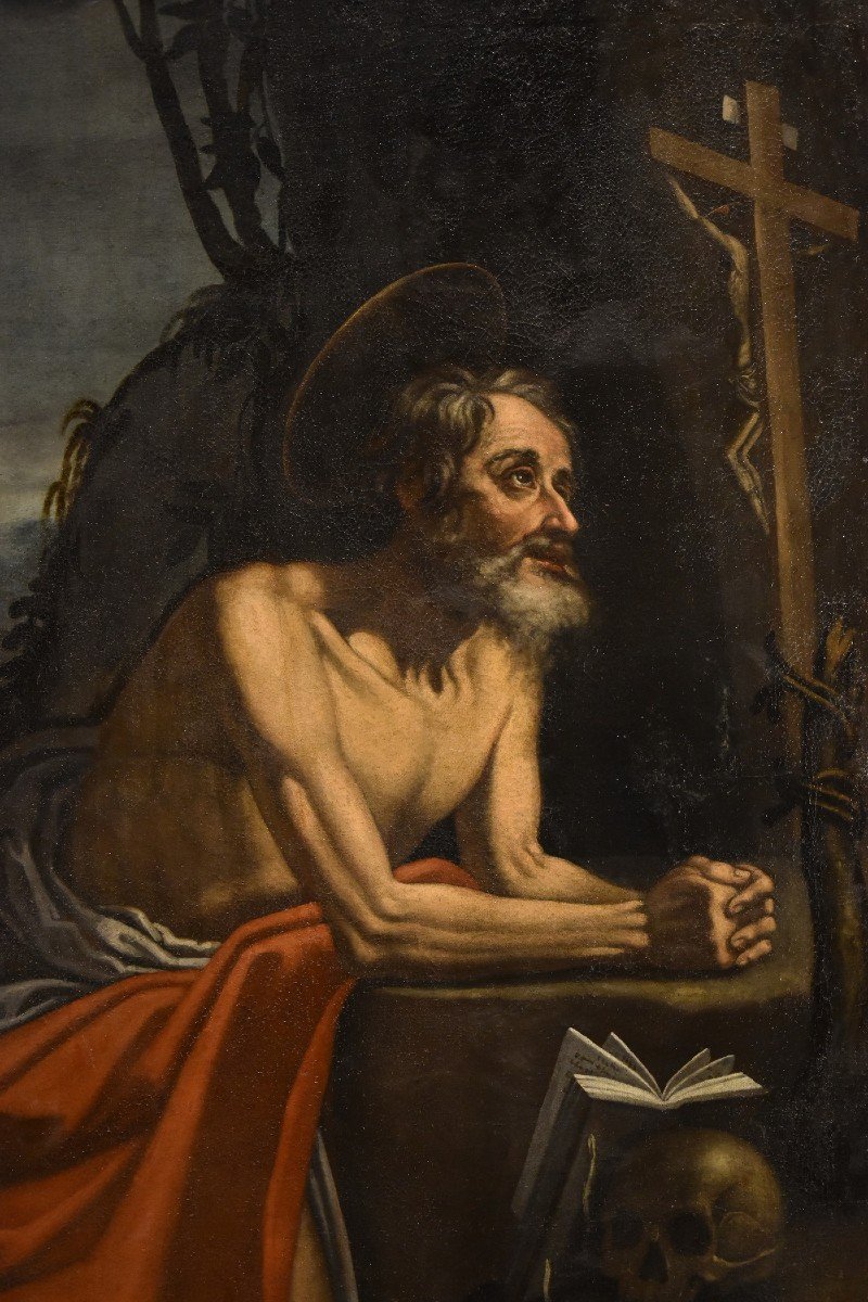 Saint Jerome Penitent In The Cave, Hendrick De Somer (lokeren 1602 - Naples 1655)-photo-5
