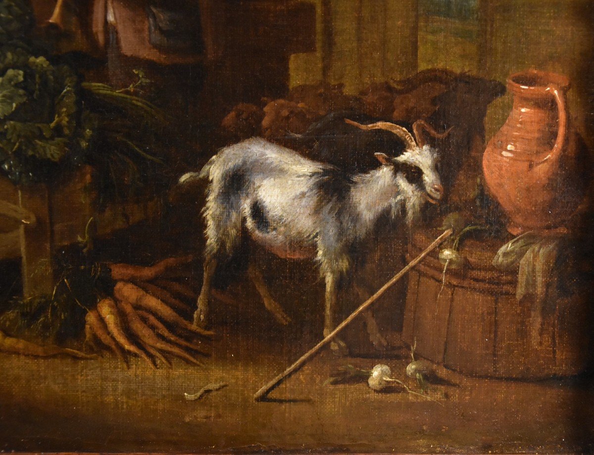 Adriaen De Gryef (leyde 1657 - Bruxelles 1722) Signé, Paysan Dans La Cour Avec Nature Morte-photo-5