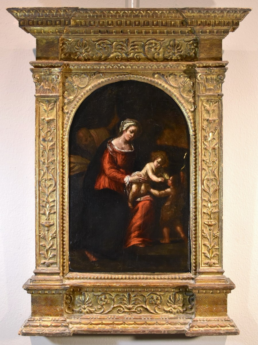 Sainte Famille Avec Saint Jean-Baptiste, Ippolito Scarsella (Ferrare, C. 1550 - 1620) Atelier