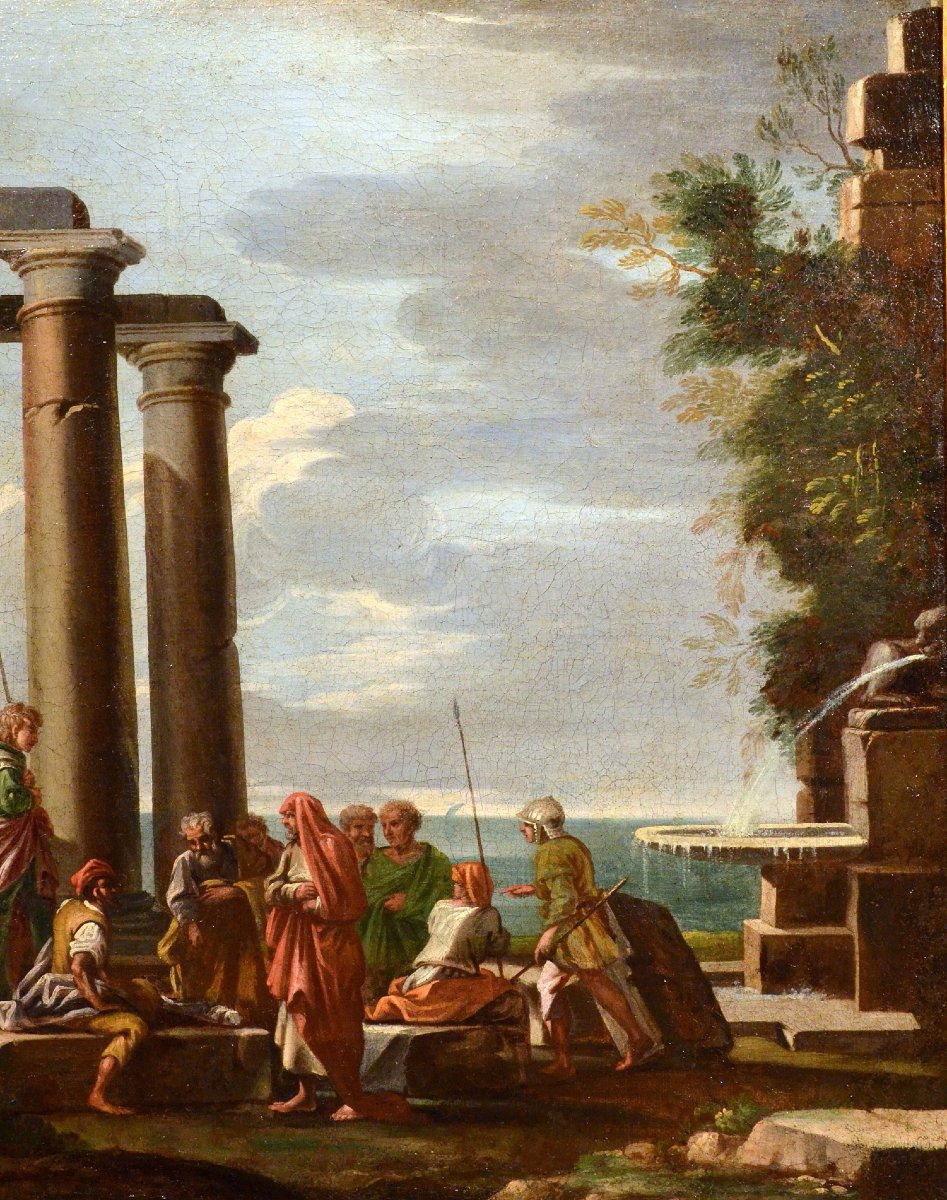 Architectural Capriccio With Ruins, Giovanni Ghisolfi (milan 1623 - 1683)-photo-3
