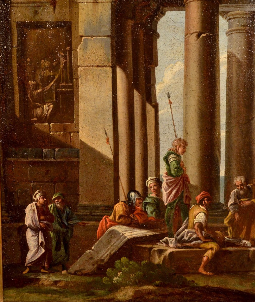 Architectural Capriccio With Ruins, Giovanni Ghisolfi (milan 1623 - 1683)-photo-2