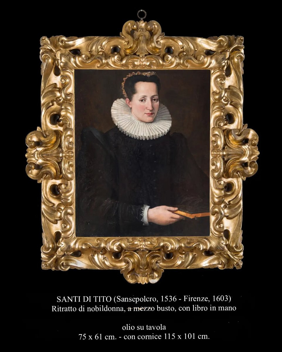 Santi Di Tito (sansepolcro 1536 - Florence 1603), Portrait Of A Noblewoman With A Book-photo-4