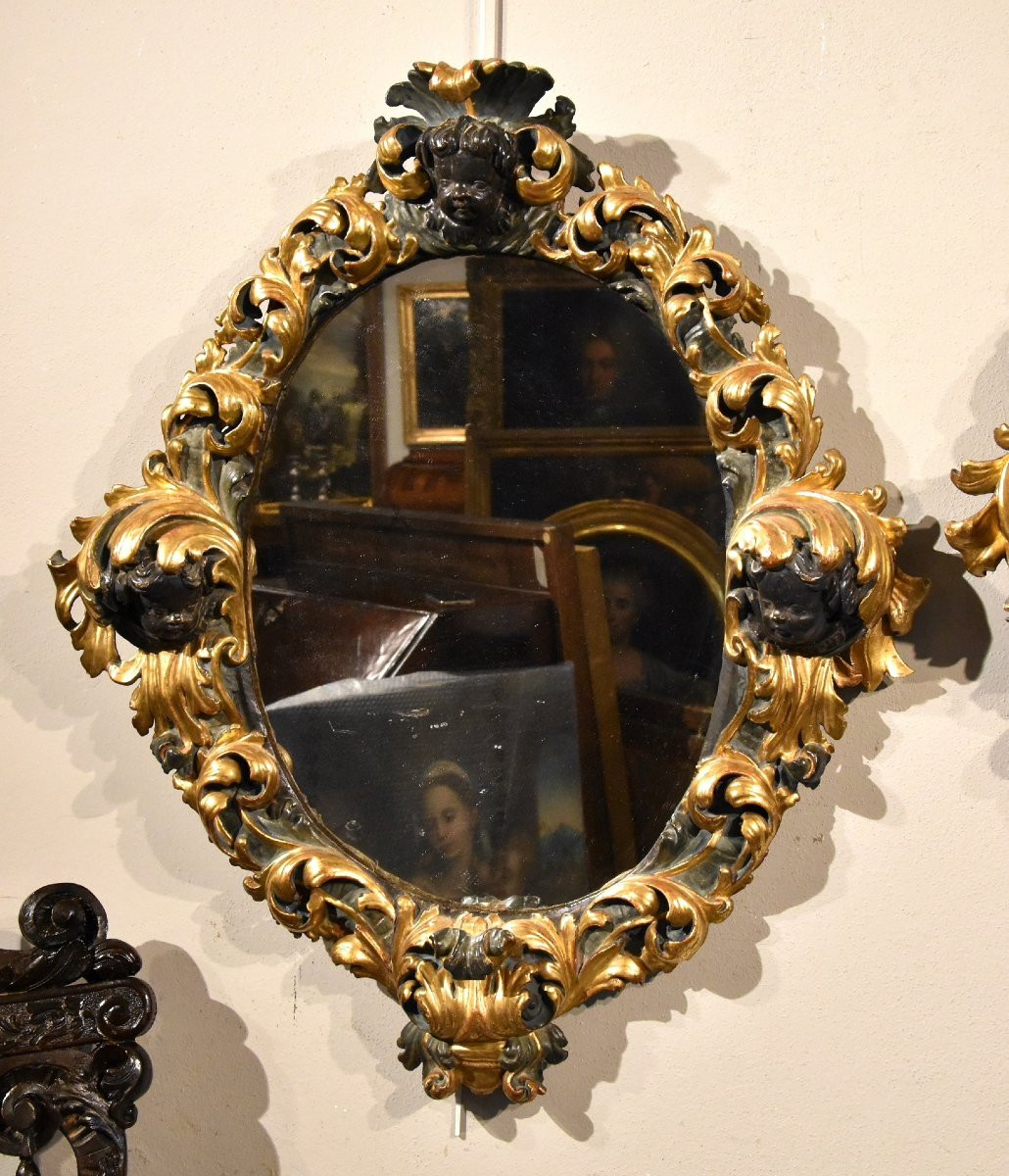 Paire De Grands Miroirs Baroques, Rome Fin XVIIe Siècle -photo-3