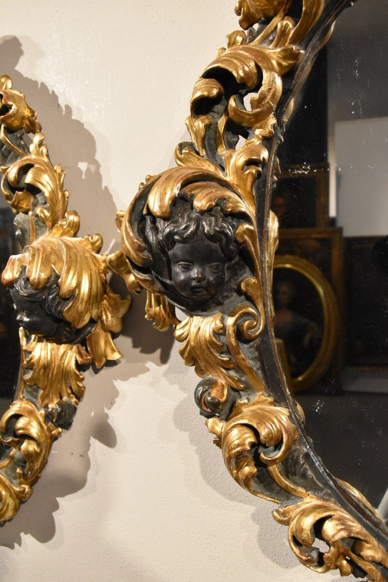 Paire De Grands Miroirs Baroques, Rome Fin XVIIe Siècle -photo-3