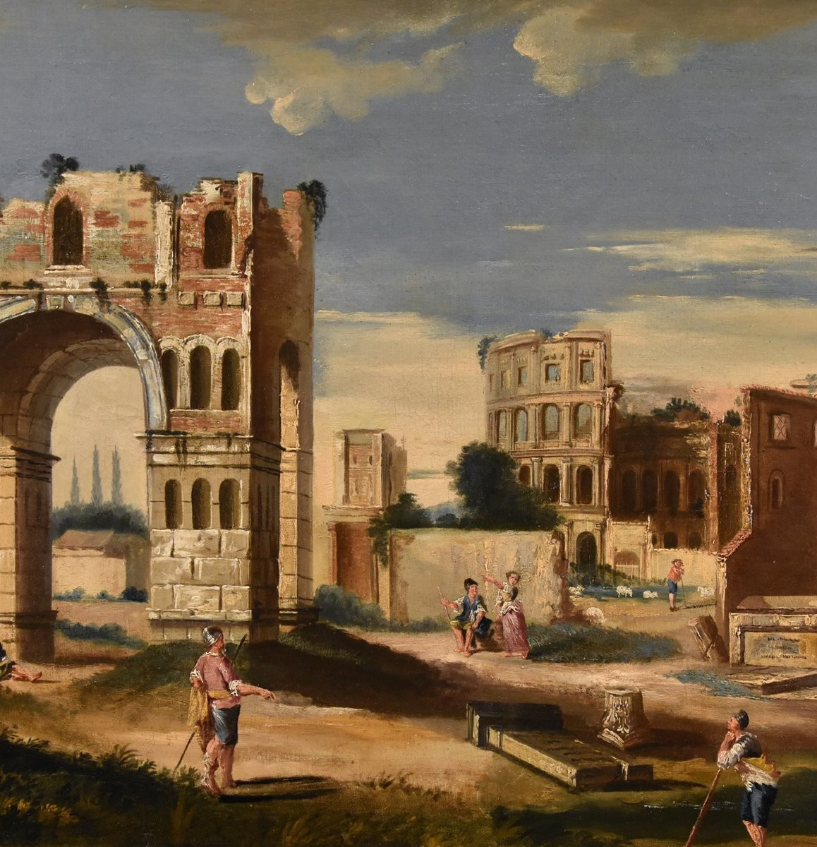 Caprice Architectural Avec Les Ruines Classiques De Rome, Jacob Fabris (venise, 1689 - 1761)-photo-4