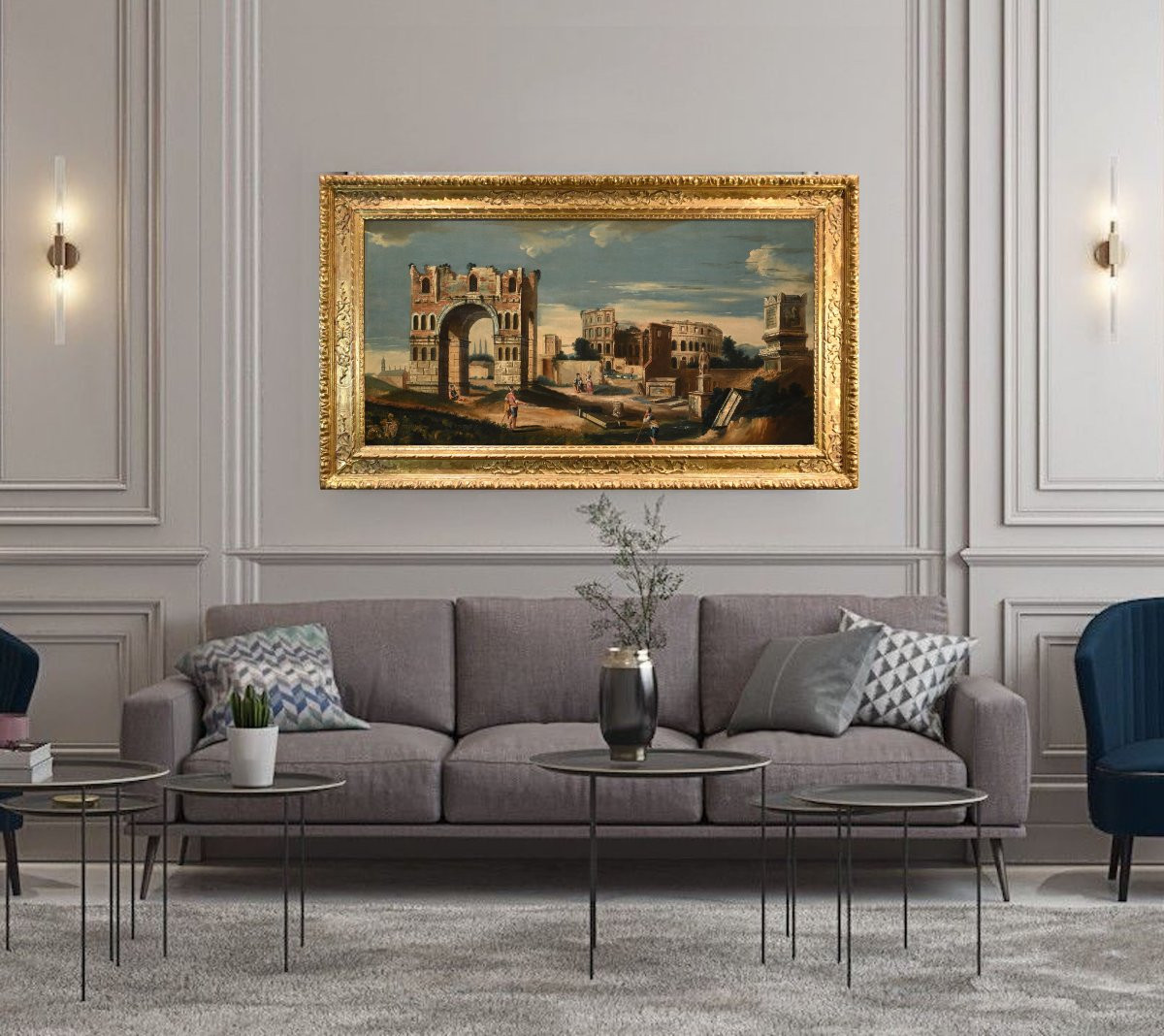 Caprice Architectural Avec Les Ruines Classiques De Rome, Jacob Fabris (venise, 1689 - 1761)-photo-1