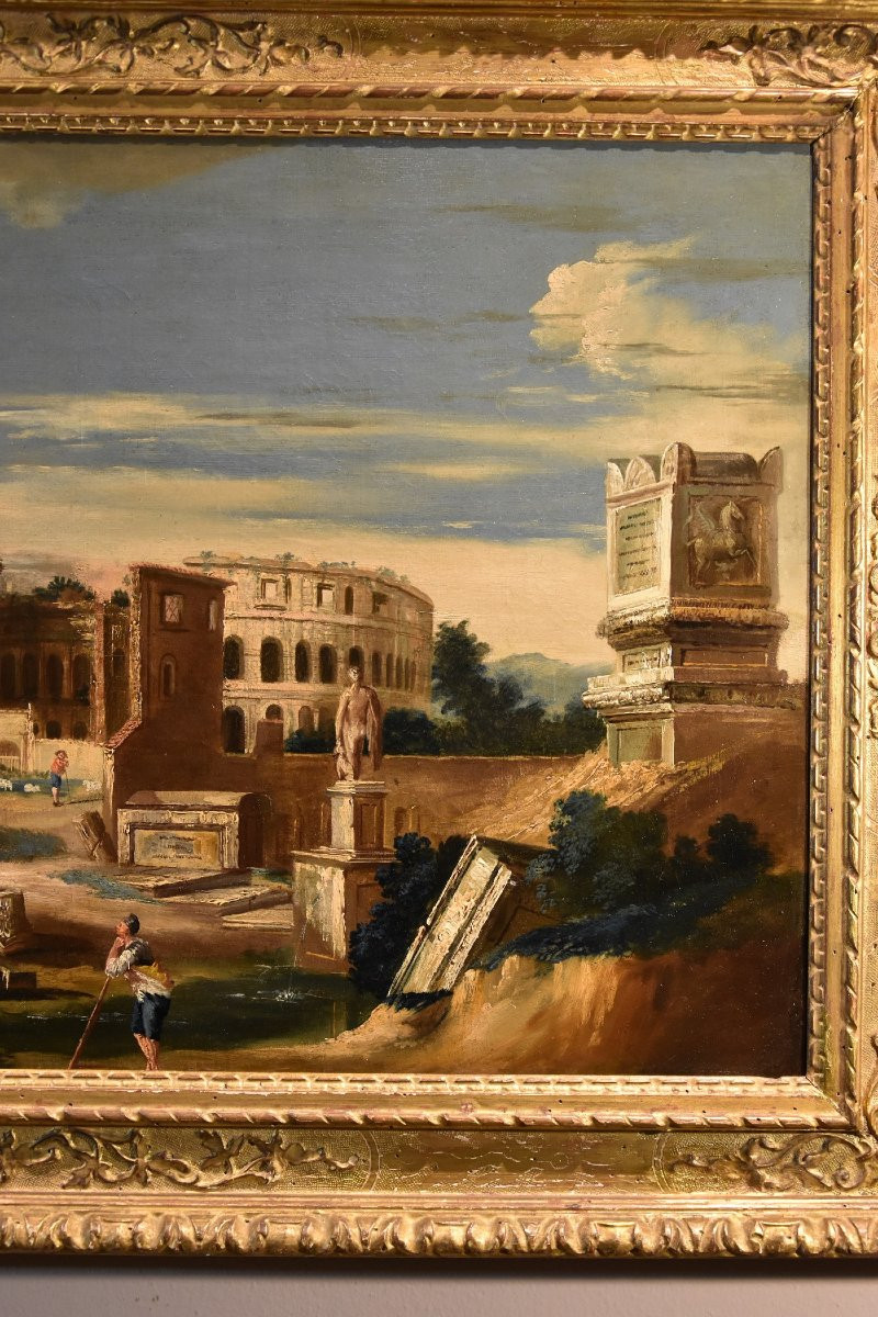 Caprice Architectural Avec Les Ruines Classiques De Rome, Jacob Fabris (venise, 1689 - 1761)-photo-3