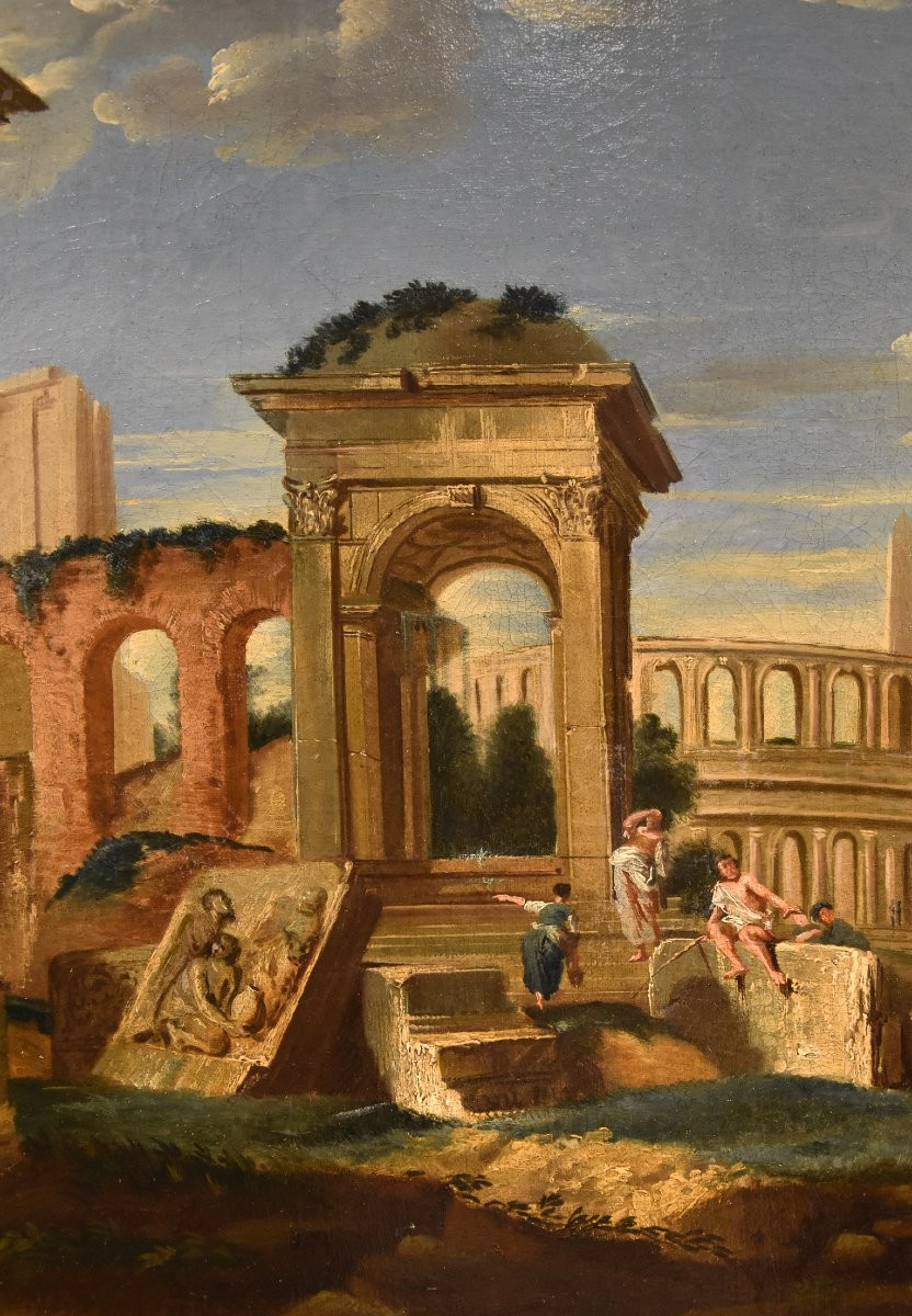 Architectural Capriccio With Classical Ruins Of Ancient Rome, Jacob Fabris (venice 1689 - 1761)-photo-7