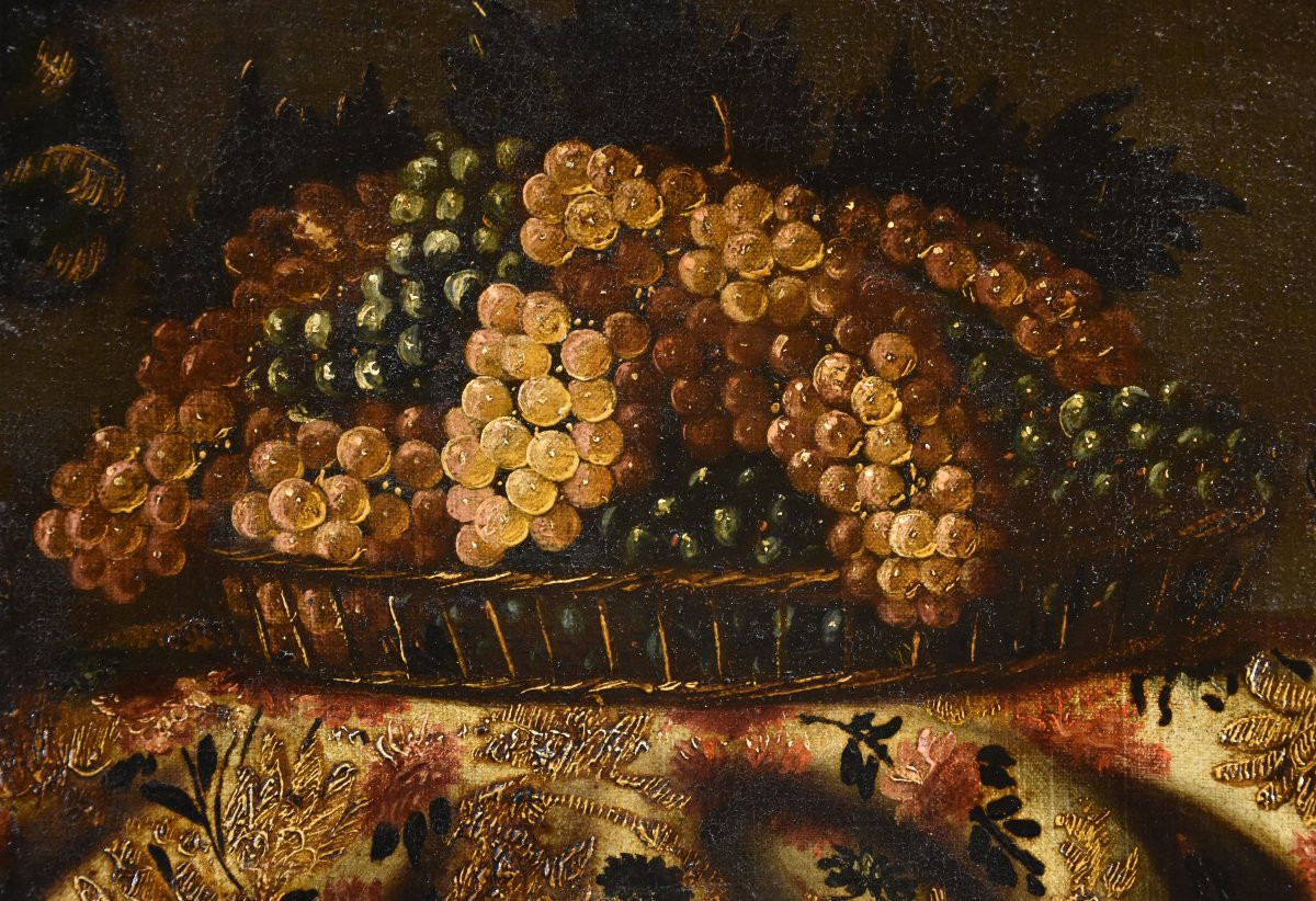 Nature Morte Avec Tapis, Raisins Et Figues,  Antonio Gianlisi II (1677 - 1727)-photo-1