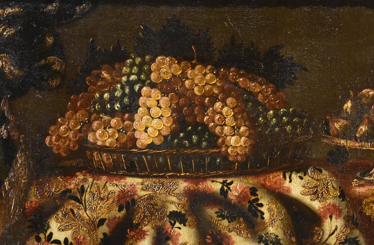 Nature Morte Avec Tapis, Raisins Et Figues,  Antonio Gianlisi II (1677 - 1727)-photo-6