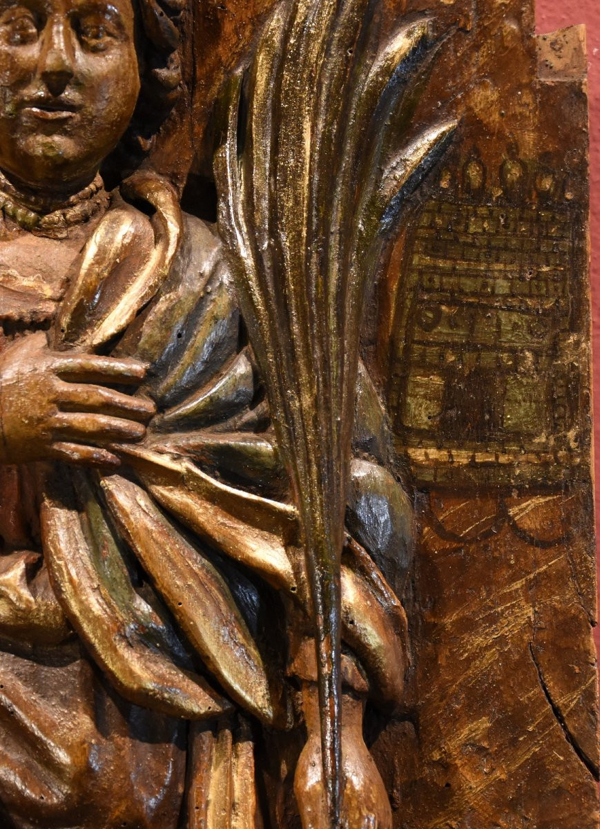 High Relief Panel 'saint Barbara', Southern France 16th-17th Century-photo-1