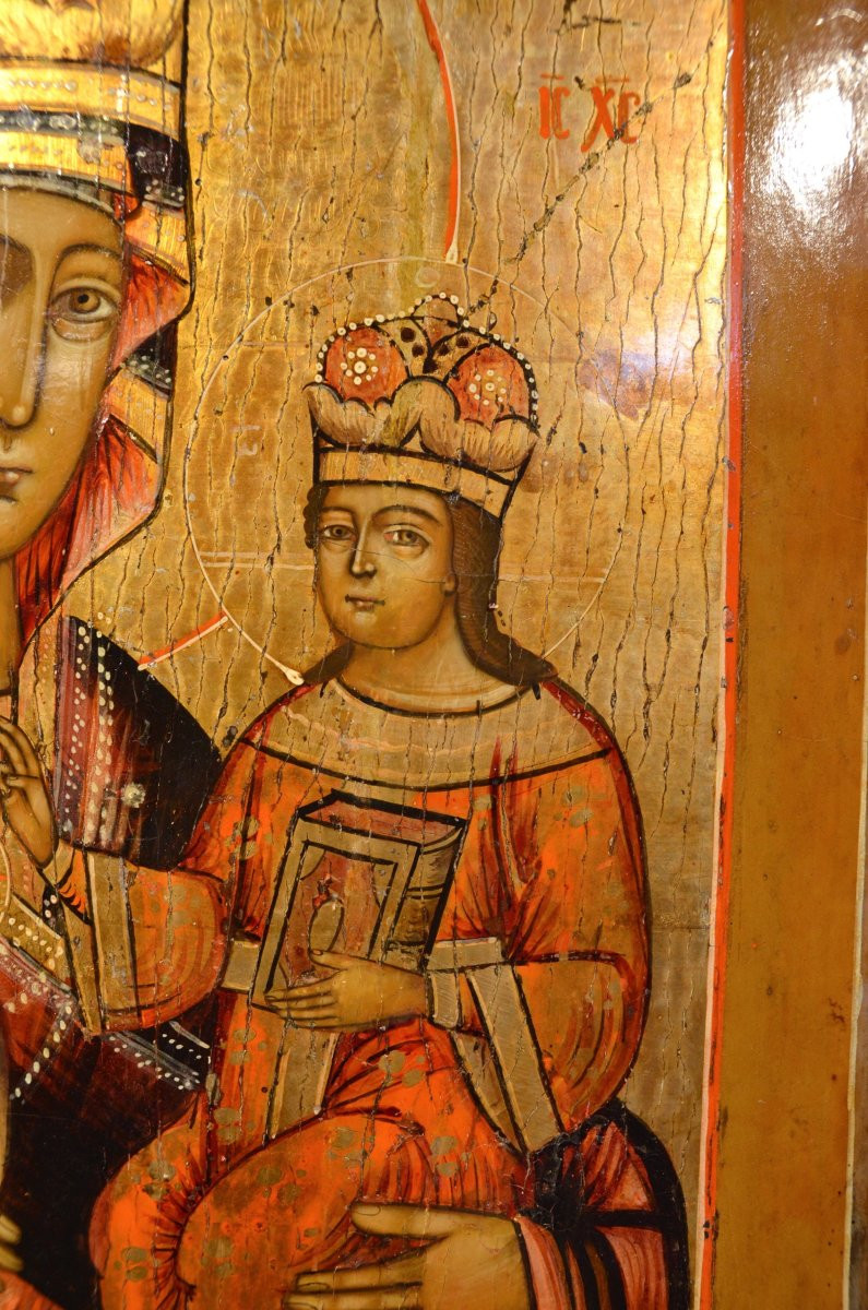 Ancienne Icône 'vierge à l'Enfant', Russie (Moscou) XVIIIe Siècle-photo-5