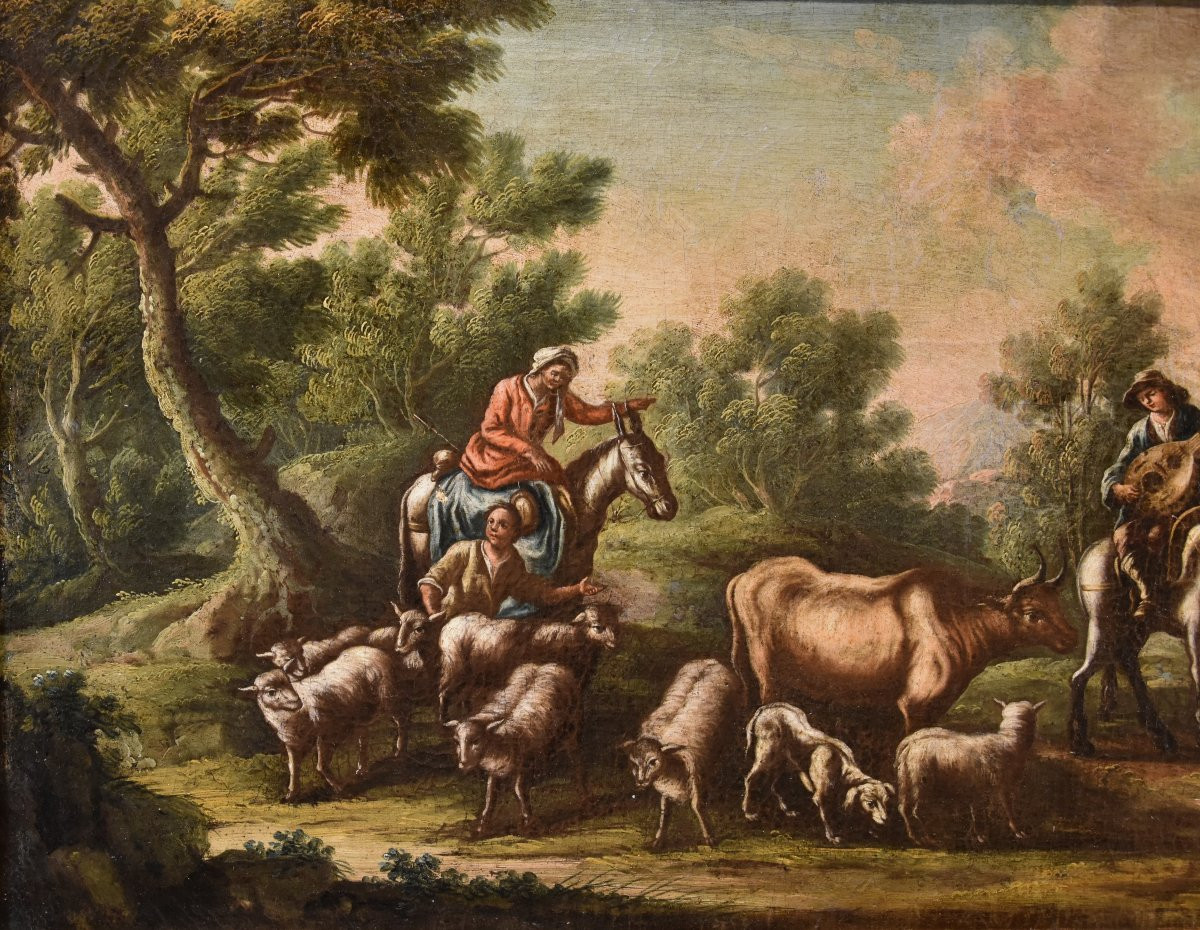 Christian Reder (Leipzig 1656 - Rome 1729) , Paysage avec idylle pastorale-photo-1