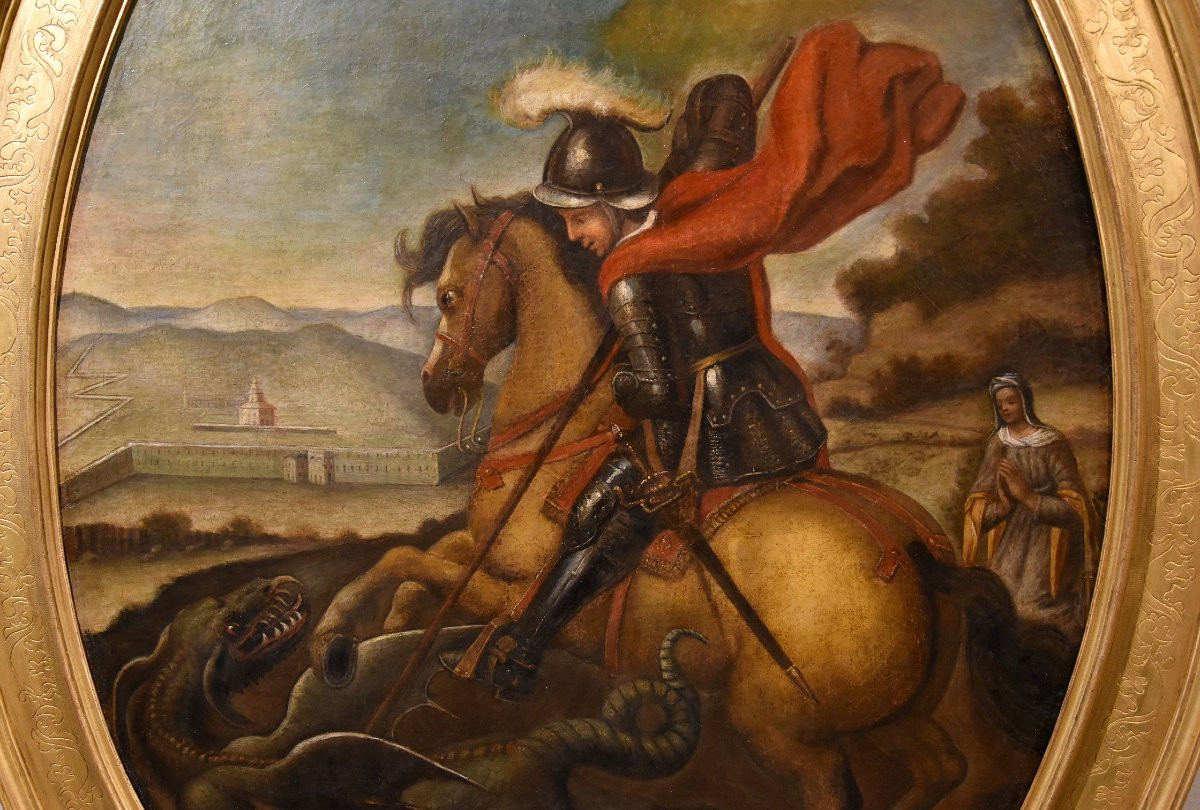 Saint Georges Vainc Le Dragon, Raphaël Sanzio (urbino 1483 - Rome 1520) Suiveur De -photo-2