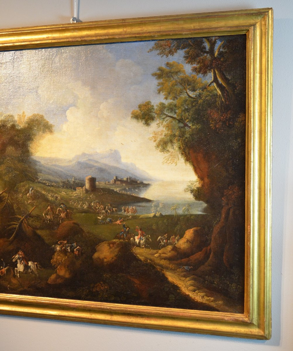Pandolfo Reschi (1643 - 1699), Paysage Côtier Avec Ville Fortifiée-photo-3