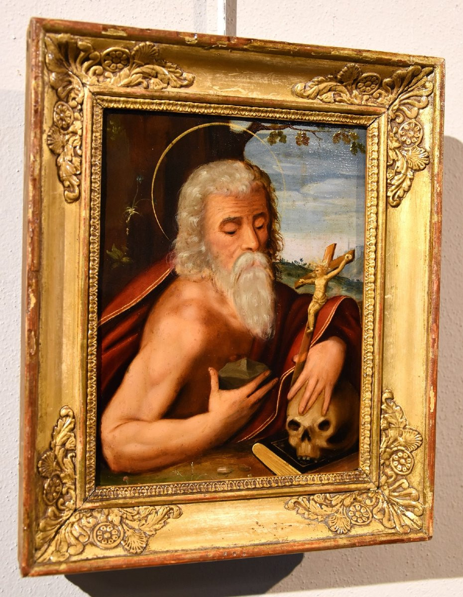 Huile Sur Cuivre 'saint Jérôme', Cercle Giuseppe Mazzuoli (Ferrara 1536-1589)-photo-3