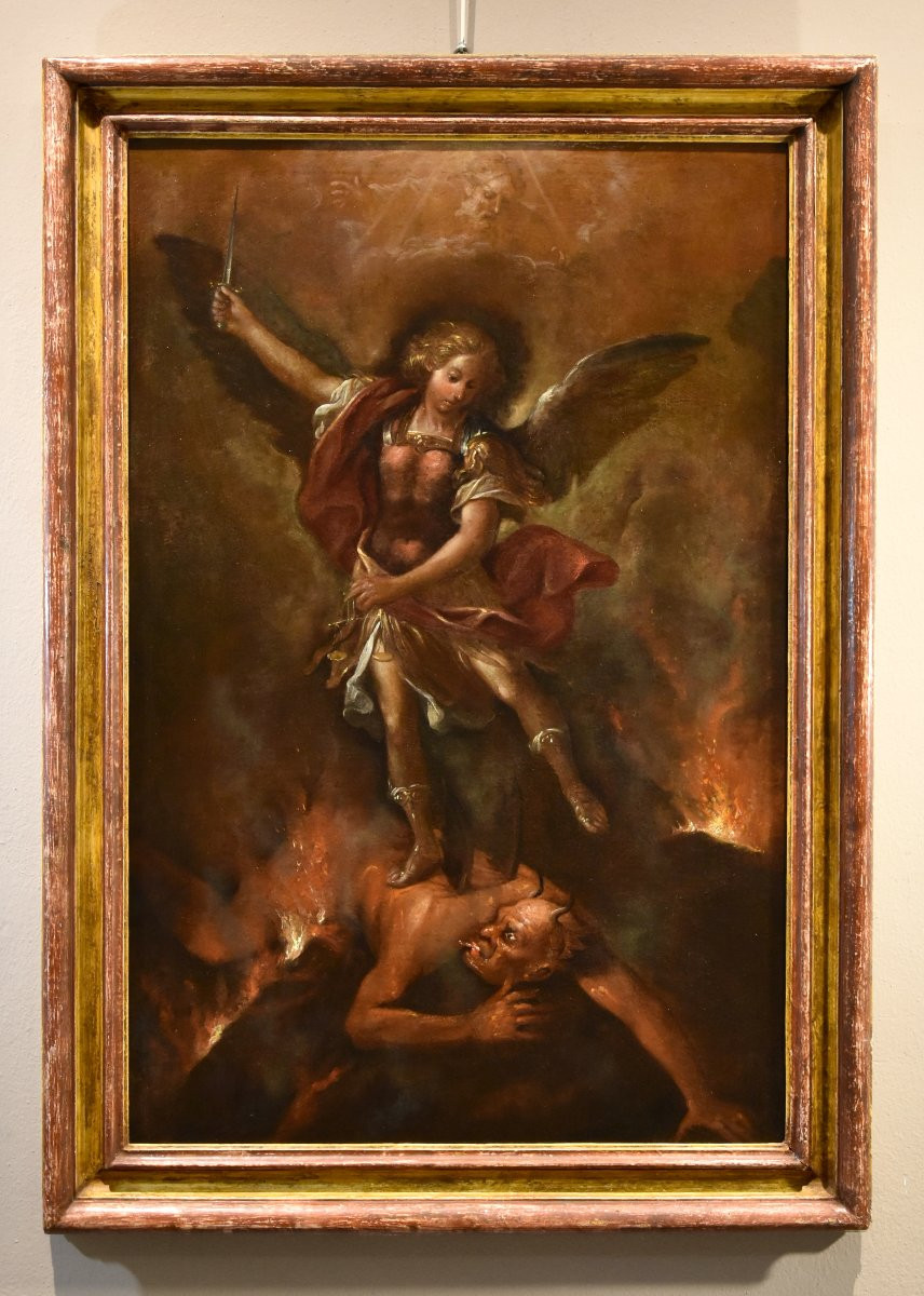 Saint Michel Archange victorieux, Peintre romain du XVIIe-XVIIIe siècle-photo-4
