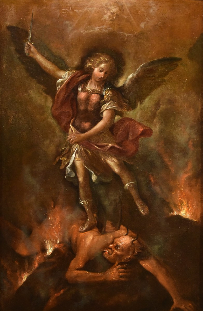 Saint Michel Archange victorieux, Peintre romain du XVIIe-XVIIIe siècle