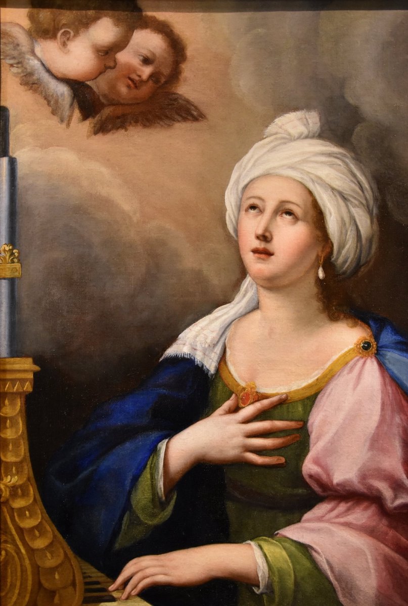 Sainte Cécile Et Deux Angelots, Lucas De La Haye Dit Luca Fiammingo (Nivelles 1612 -Rome 1682) -photo-1