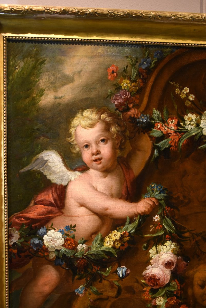Jacob De Wit (amsterdam, 1695 - 1754), Pair Of Cupids With Garland Of Flowers-photo-6