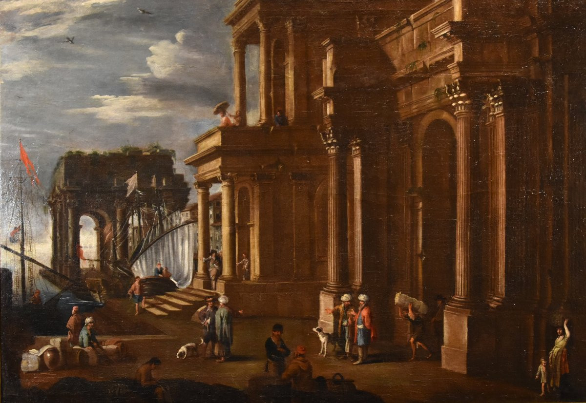 Vue fantastique avec port et caprice architectural, Alessandro Salucci (1590 - 1657) -photo-2