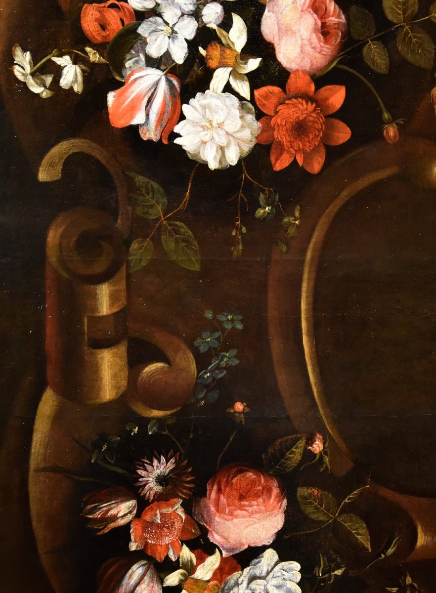 Flower Garland With Cartouche, Frans Van Everbroeck (antwerp, 1628 - London 1693)-photo-4