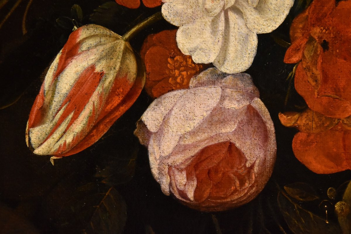 Flower Garland With Cartouche, Frans Van Everbroeck (antwerp, 1628 - London 1693)-photo-7