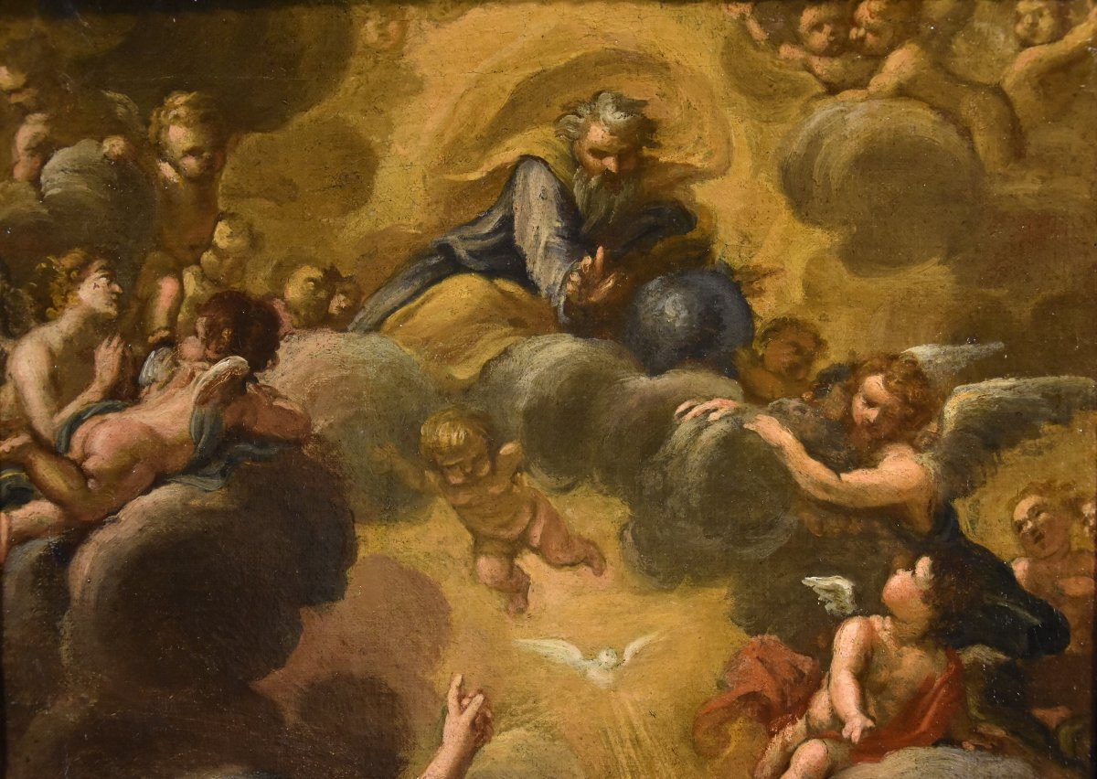 Annunciation With God The Father, Ciro Ferri (rome, 1634 – 1689) Attributed To-photo-1