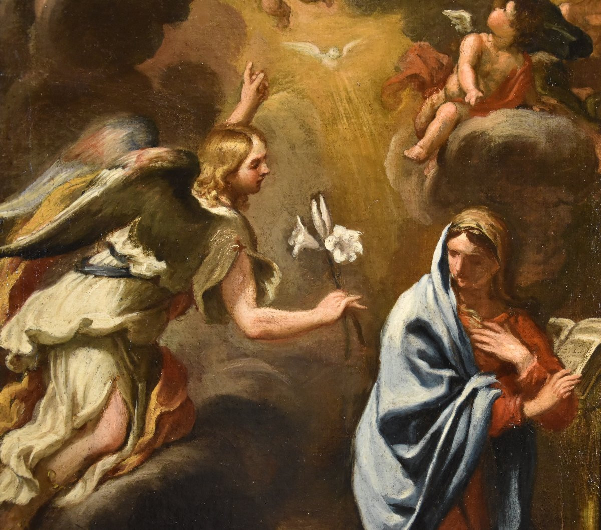 Annunciation With God The Father, Ciro Ferri (rome, 1634 – 1689) Attributed To-photo-2