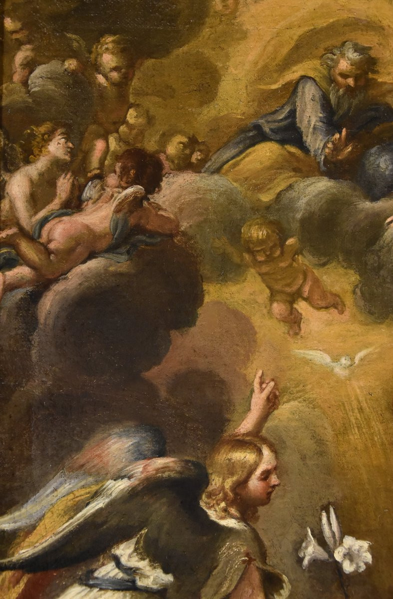 Annunciation With God The Father, Ciro Ferri (rome, 1634 – 1689) Attributed To-photo-4