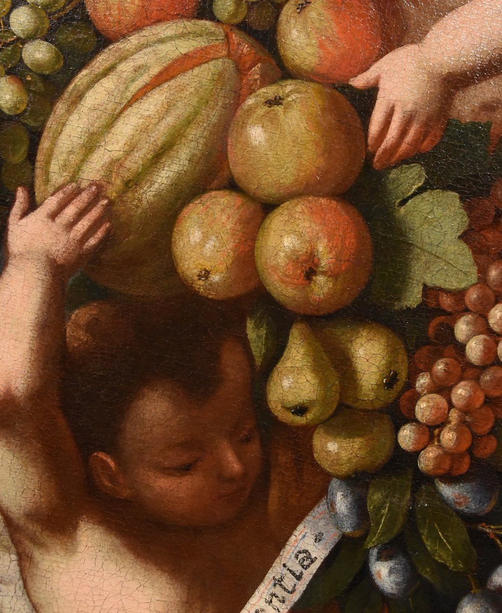 Three Angels Holding A Composition Of Fruits, Luigi Garzi (pistoia 1638 - Rome 1721) Attributed-photo-3