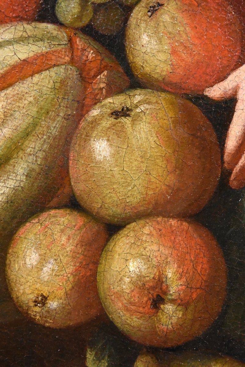 Three Angels Holding A Composition Of Fruits, Luigi Garzi (pistoia 1638 - Rome 1721) Attributed-photo-6