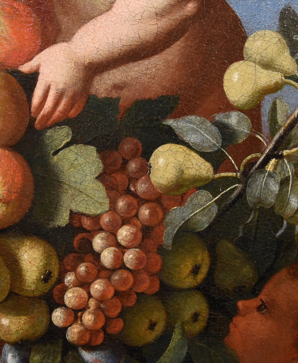 Three Angels Holding A Composition Of Fruits, Luigi Garzi (pistoia 1638 - Rome 1721) Attributed-photo-7
