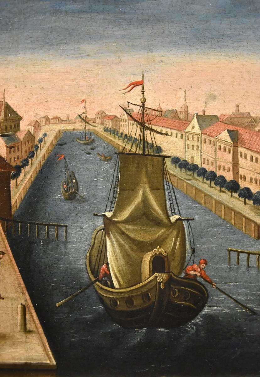 Pair Of Views Of Rotterdam, 18th Century Vedutist Painter-photo-4