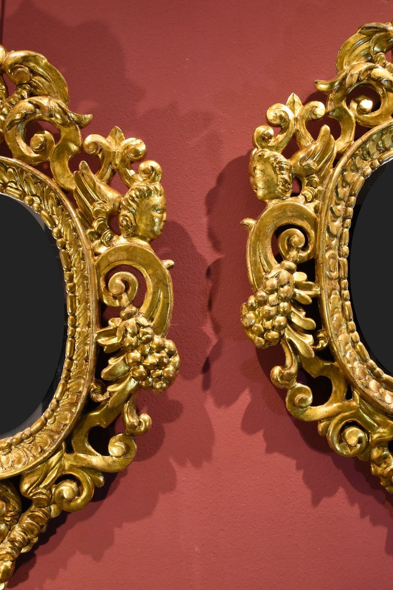 Pair Of Carved And Gilded Mirror Cabinets 'in The Manner Of Sansovino', Venice 18th Century-photo-5