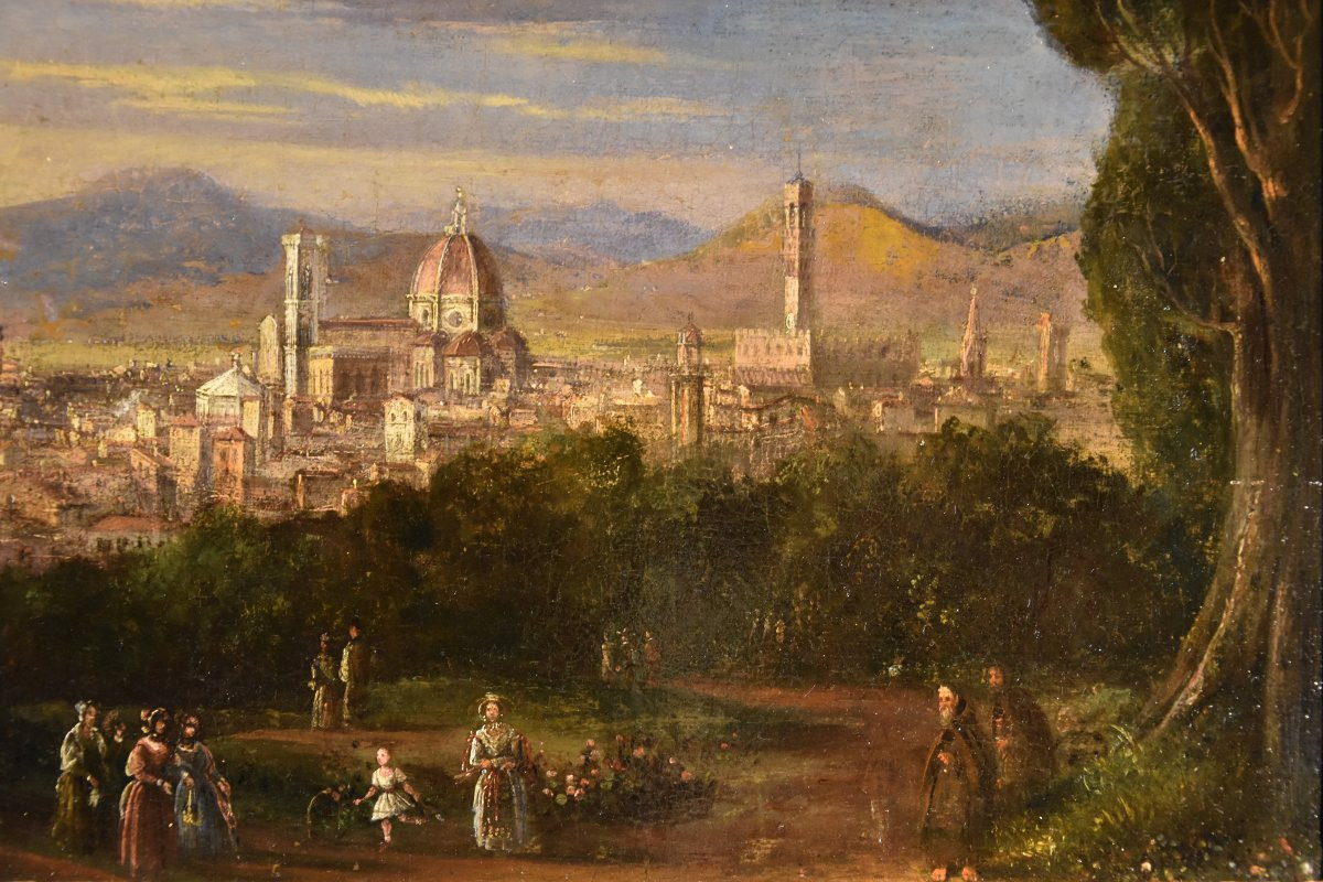 Vue panoramique de Florence, Peintre paysagiste du XVIIIe-XIXe siècle-photo-2