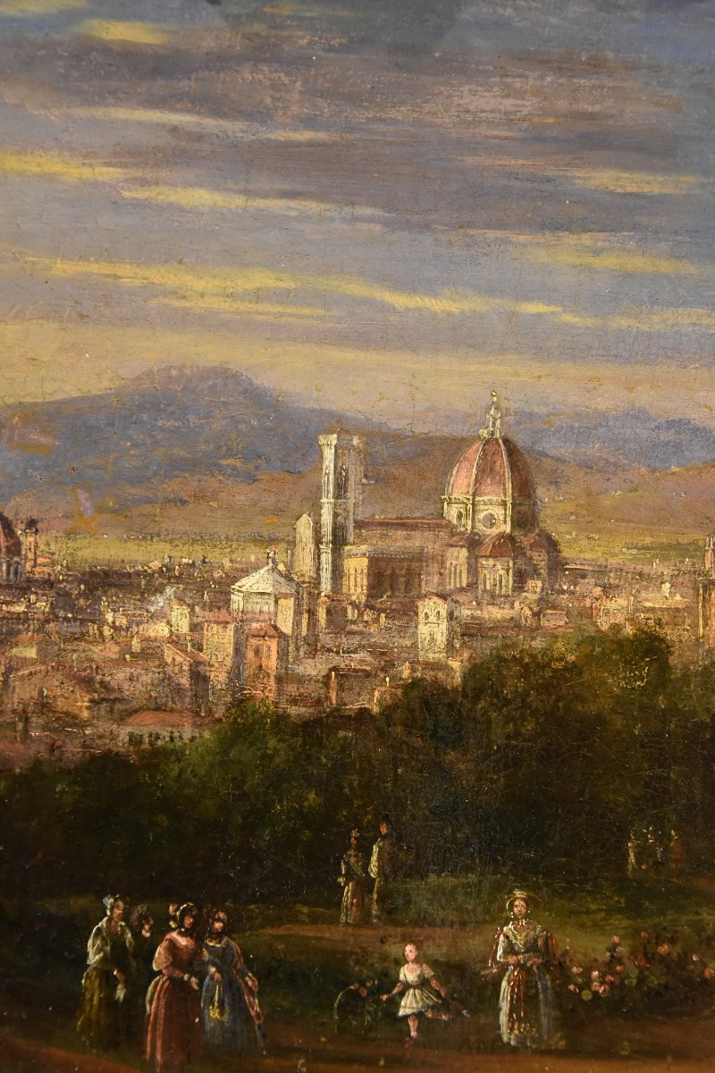 Vue panoramique de Florence, Peintre paysagiste du XVIIIe-XIXe siècle-photo-4