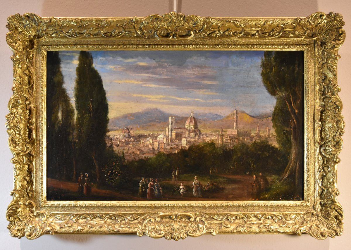 Vue panoramique de Florence, Peintre paysagiste du XVIIIe-XIXe siècle-photo-8