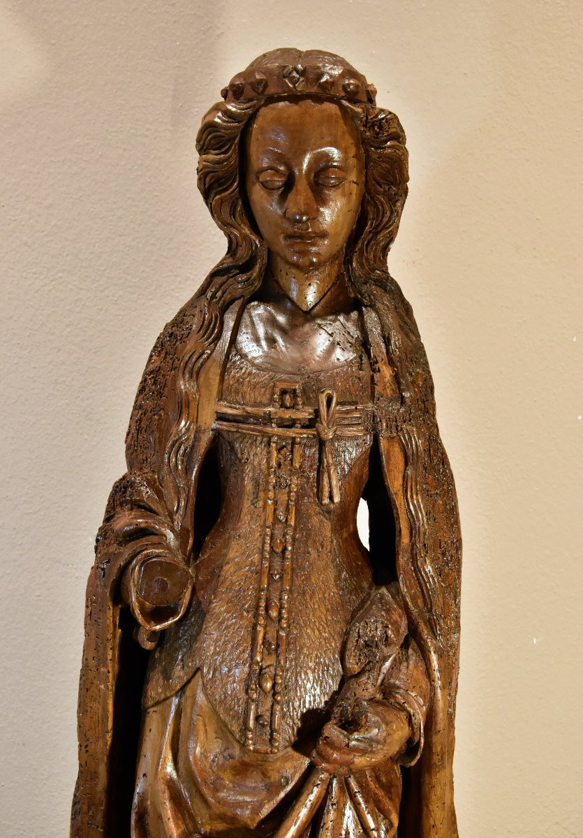 Wooden Sculpture, Saint Catherine, Lower Rhine, Circa 1480-photo-3