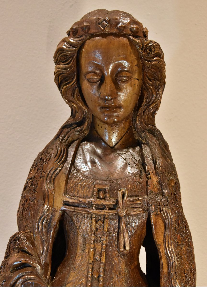 Wooden Sculpture, Saint Catherine, Lower Rhine, Circa 1480-photo-4