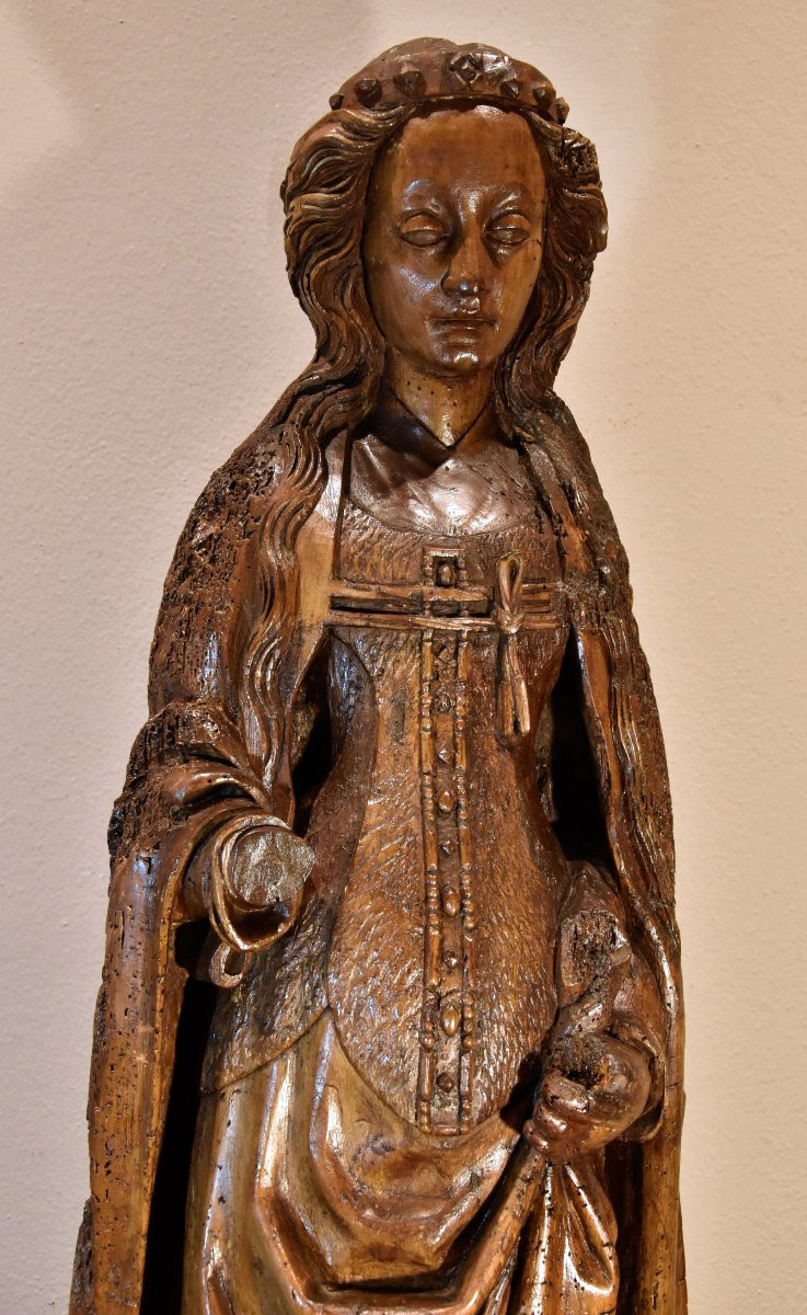 Wooden Sculpture, Saint Catherine, Lower Rhine, Circa 1480-photo-5