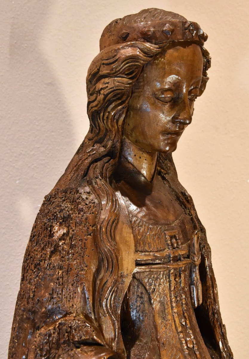 Wooden Sculpture, Saint Catherine, Lower Rhine, Circa 1480-photo-7