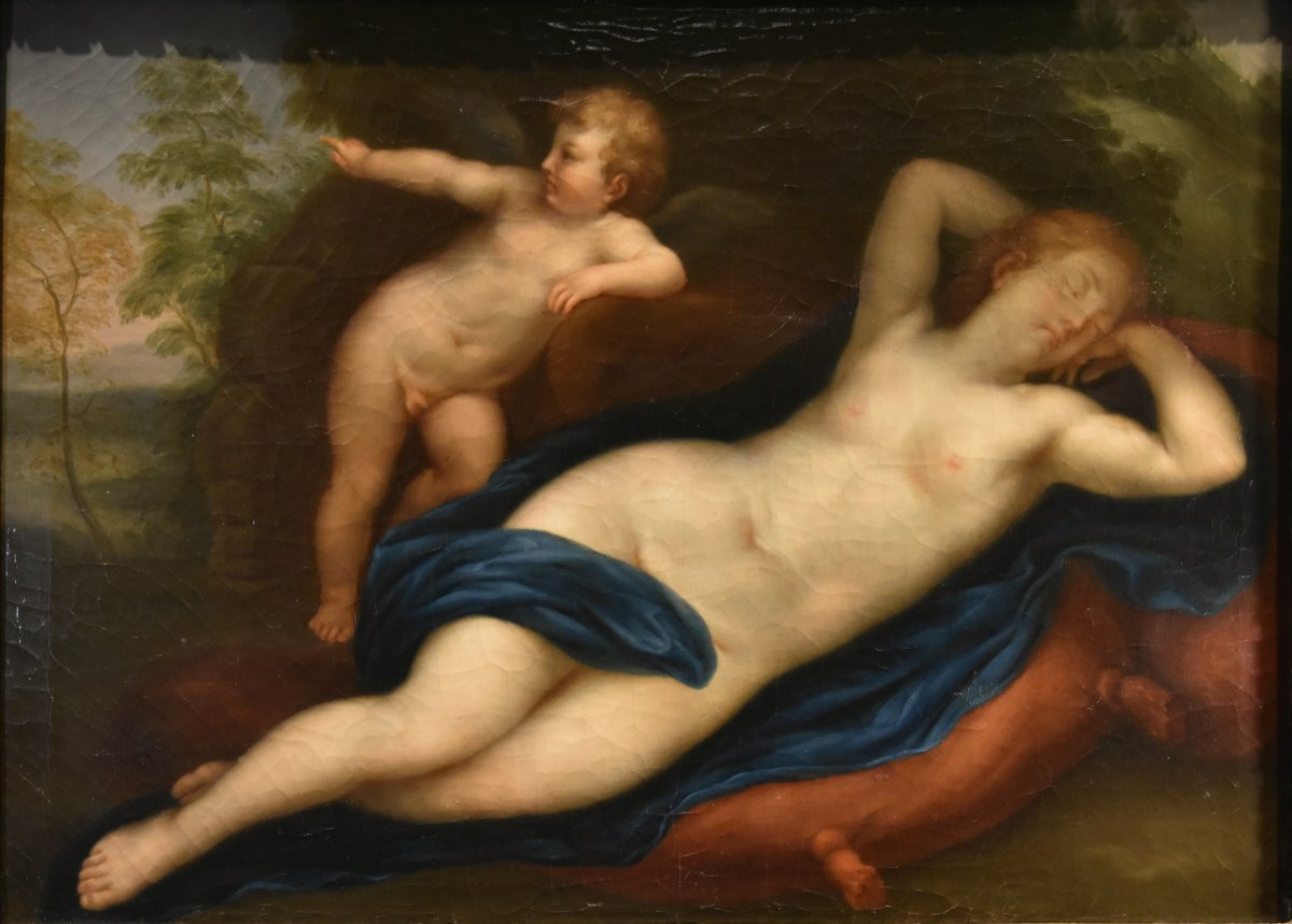 Vénus endormie avec Cupidon, Marcantonio Franceschini (Bologne 1648 - 1729) Atelier de-photo-2