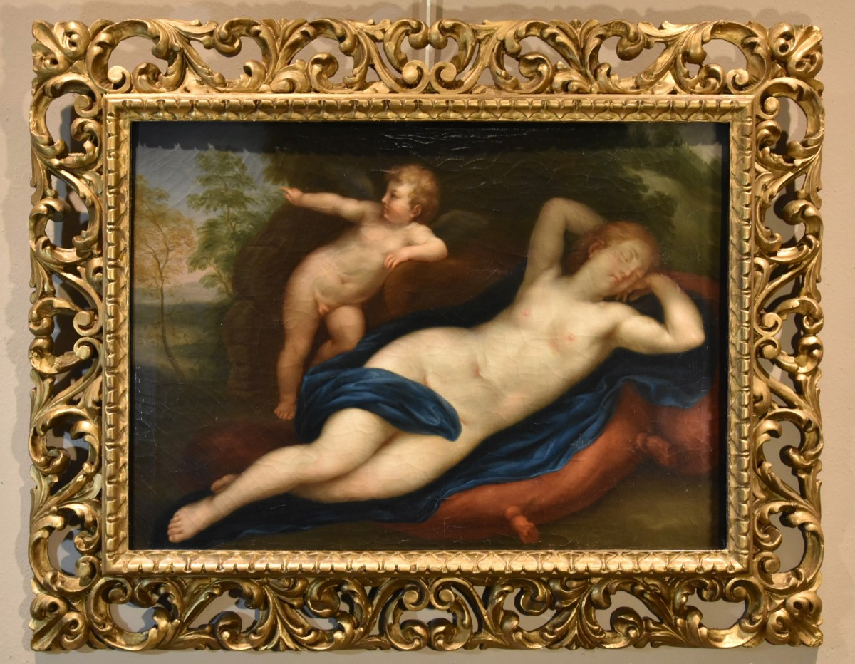 Vénus endormie avec Cupidon, Marcantonio Franceschini (Bologne 1648 - 1729) Atelier de