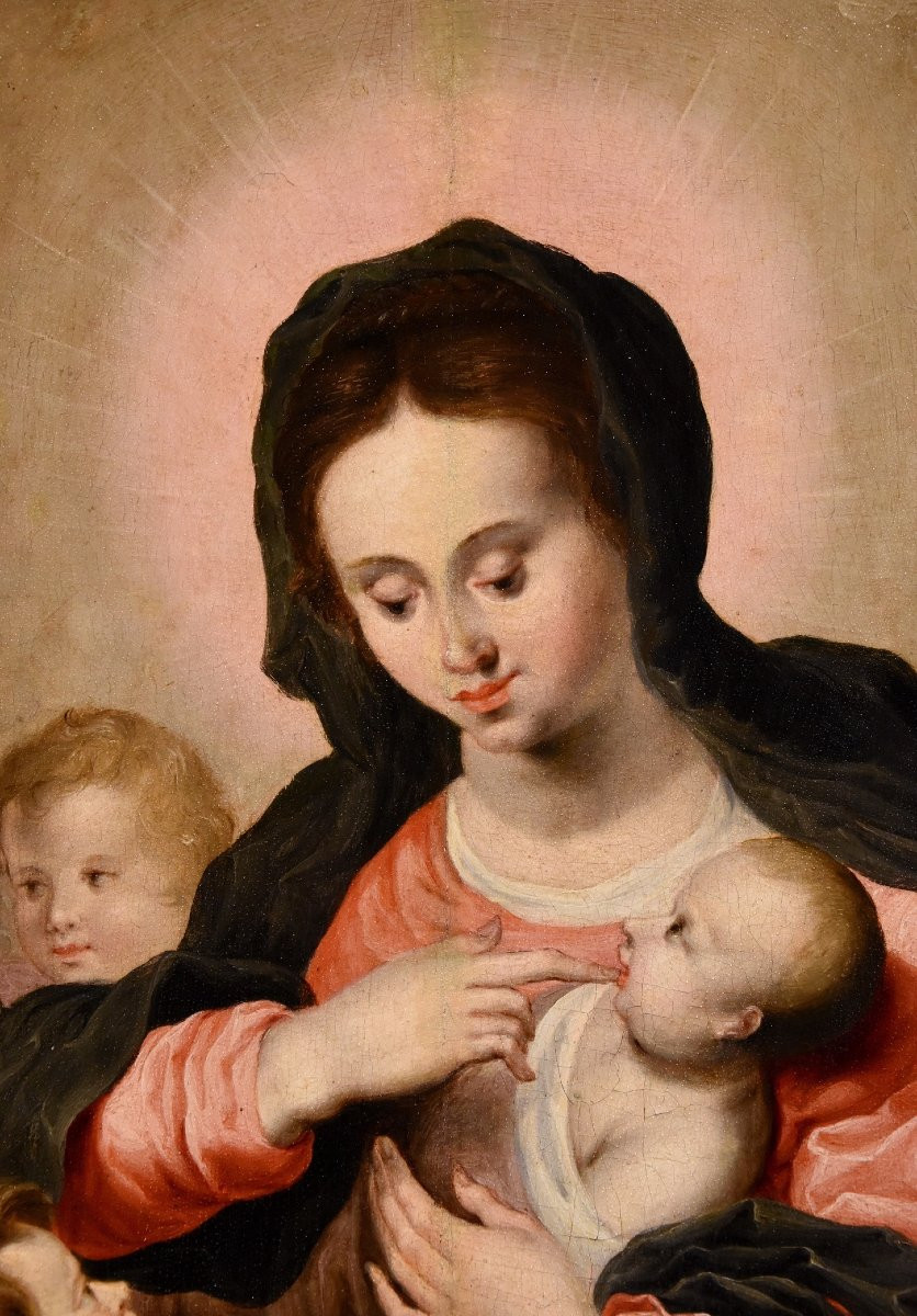 Vierge à l'Enfant Avec Trois Anges, Hendrick Van Balen (anvers 1575 - 1632) Atelier De -photo-4