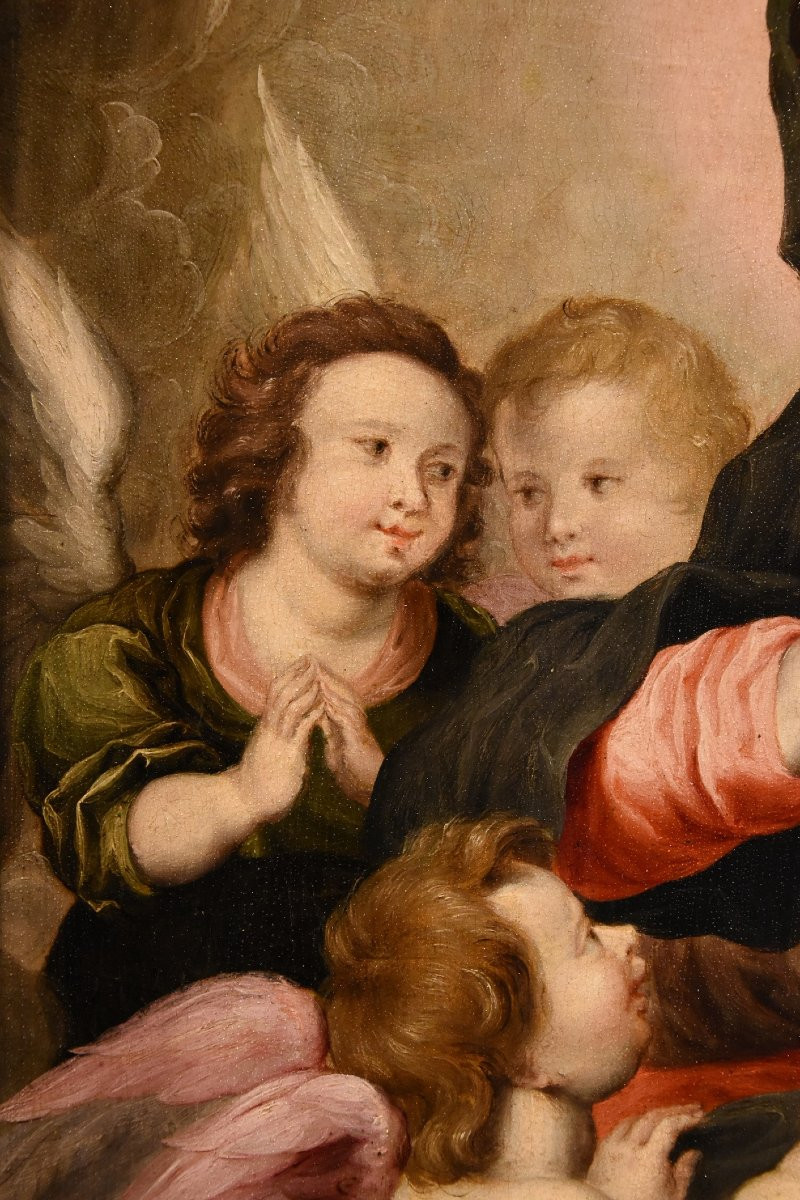 Vierge à l'Enfant Avec Trois Anges, Hendrick Van Balen (anvers 1575 - 1632) Atelier De -photo-3