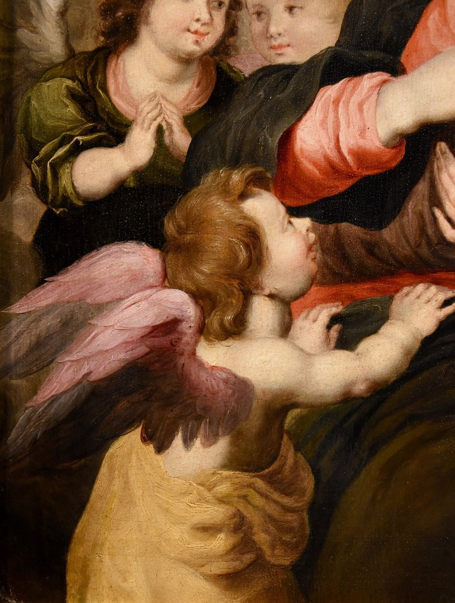 Vierge à l'Enfant Avec Trois Anges, Hendrick Van Balen (anvers 1575 - 1632) Atelier De -photo-4