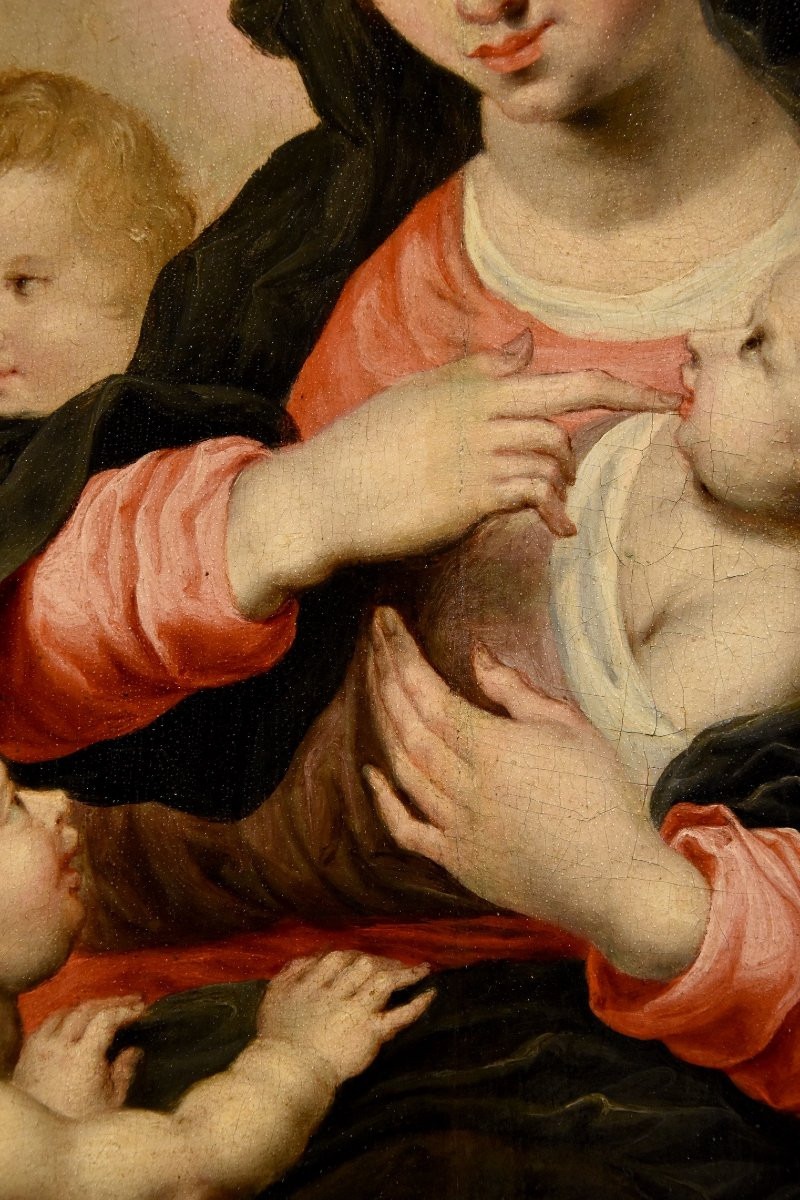 Vierge à l'Enfant Avec Trois Anges, Hendrick Van Balen (anvers 1575 - 1632) Atelier De -photo-5