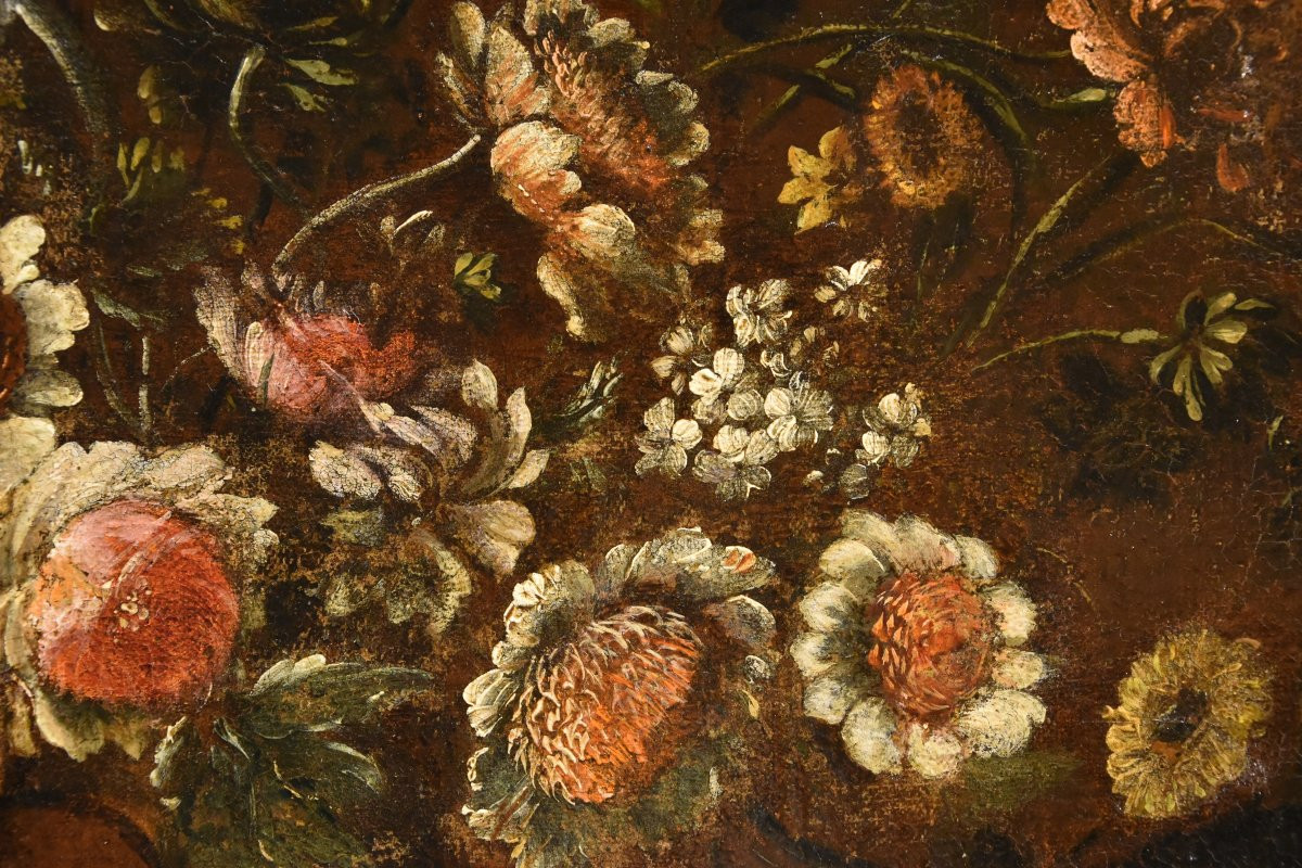 Andrea Scacciati (florence 1642-1710)  Composition Of Flowers Within Embossed Vase  (2 Of 3)-photo-6